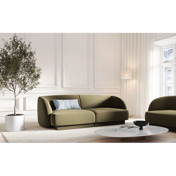 Zöld bársony kanapé 184 cm Miley  – Micadoni Home-image-1