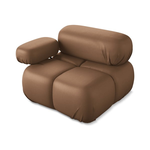 Barna bőrutánzat kanapé modul (bal oldali) Lokua – Makamii-image-3