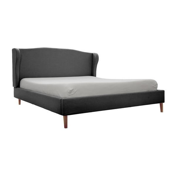 Windsor sötétszürke ágy természetes lábakkal, 140 x 200 cm - Vivonita