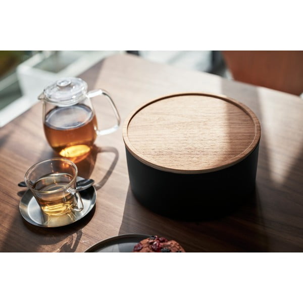 Fekete fedeles fém tárolódoboz ø 22x11 cm Rin – YAMAZAKI-image-4