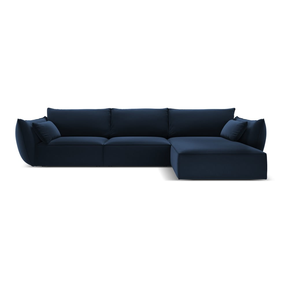 Sötétkék bársony sarokkanapé (jobb oldali-heverő résszel) Vanda Mazzini Sofas