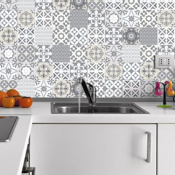 Wall Decal Tiles Artistic Shade of Grey 60 db-os falmatrica szett, 20 x 20 cm - Ambiance
