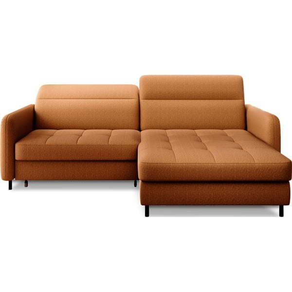 Sárga bársony kinyitható-tárolóhelyes sarokkanapé (jobb oldali-heverő résszel) Gomsi – ELTAP