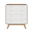 Fehér-natúr színű magas komód tölgyfa dekorral 80x88 cm Caitlin – Støraa