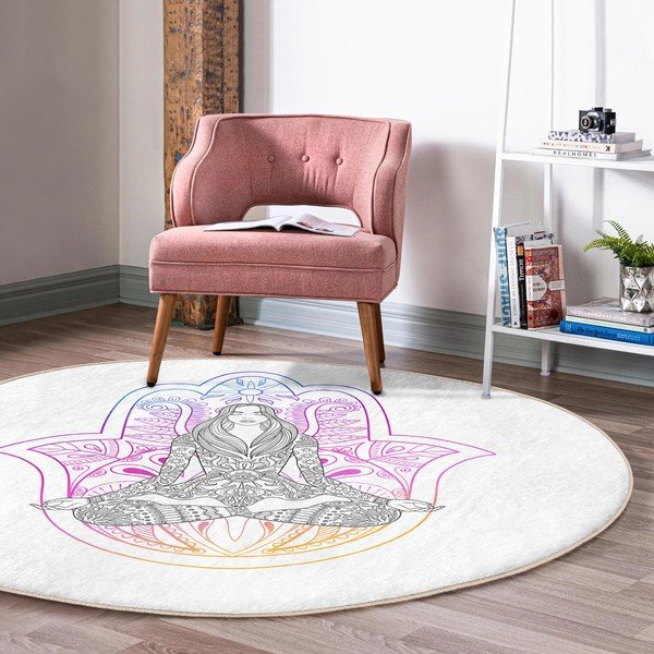 Fehér mosható-robotporszívóval tisztítható kerek szőnyeg ø 120 cm Comfort – Mila Home-image-3