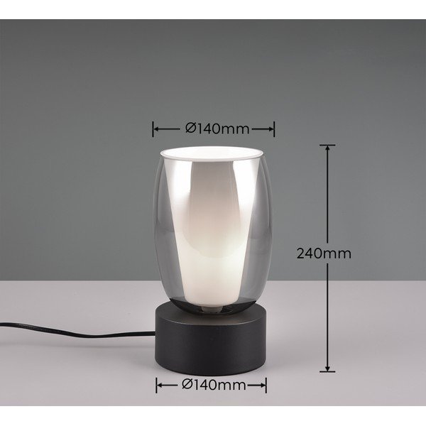 Fekete-ezüstszínű asztali lámpa üveg búrával (magasság 24 cm) Barret – Trio Select-image-2