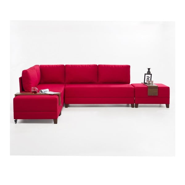 Home Diana piros kinyitható kanapé és 2 áthelyezhető tartó, bal sarok - Balcab