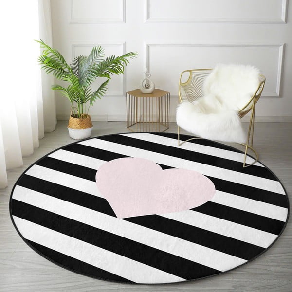 Fekete-fehér gyerek szőnyeg ø 120 cm Comfort – Mila Home-image-3