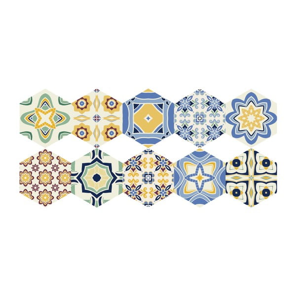 Floor Stickers Hexagons Fionna 10 db-os padlómatrica szett, 40 x 90 cm - Ambiance