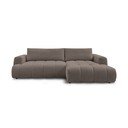 Szürkésbarna kinyitható-tárolóhelyes sarokkanapé (jobb oldali-heverő résszel) Fuji – Bobochic Paris