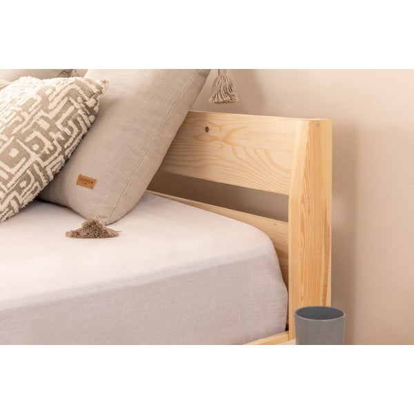 Natúr színű lucfenyő franciaágy ágyráccsal 180x200 cm Venus – Kalune Design-image-3