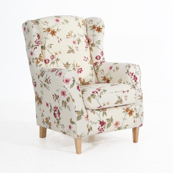 Lorris fehér virágmintás füles fotel - Max Winzer-image-2