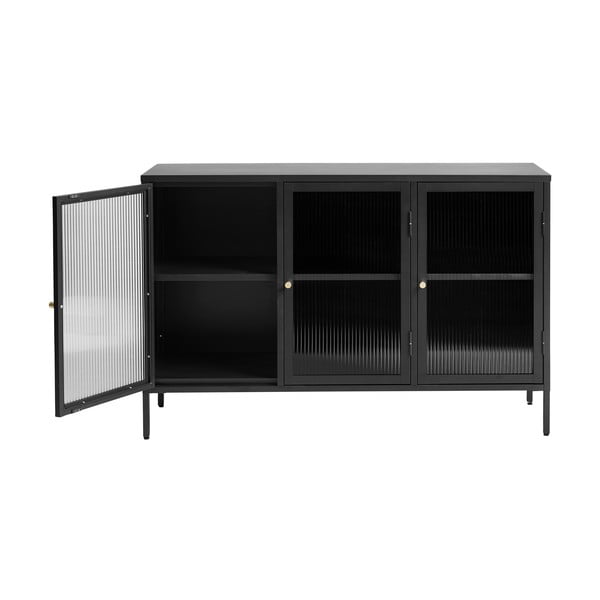 Fekete fém tálalószekrény 132x85 cm Bronco – Unique Furniture-image-4
