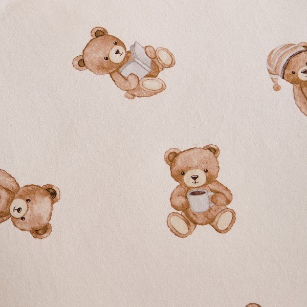 Krémszínű gumis egyszemélyes flanel gyerek lepedő 70x140 cm Brushed Teddy Bear – Catherine Lansfield-image-1