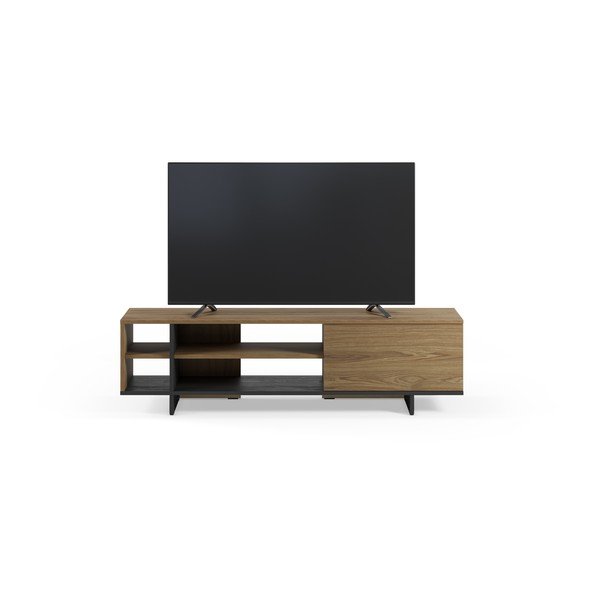 Fekete-natúr színű TV-állvány tölgyfa dekorral 160x44x36 cm Cequoia – Marckeric-image-2