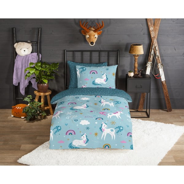 Egyszemélyes flanel gyerek ágyneműhuzat 140x200 cm Snowycorn – Good Morning-image-1