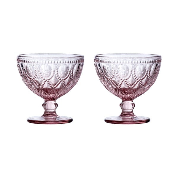 Rózsaszín üveg tálka szett 2 db-os 250 ml Fleur – Premier Housewares