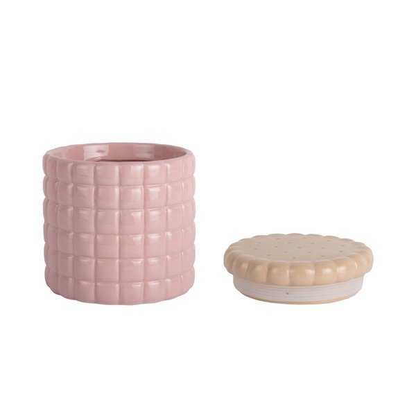 Világos rózsaszín dekoratív kerámia tárolódoboz ø 14x15 cm Biscuit Box – PT LIVING-image-3