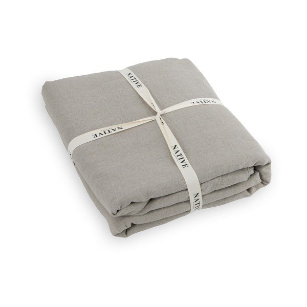 Világosszürke-szürkésbarna kétszemélyes len ágyneműhuzat 200x200 cm Natural – Native Natural-image-3