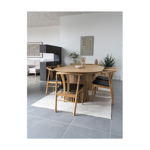 Kerek bővíthető étkezőasztal tölgyfa dekoros asztallappal ø 120 cm Osaka – House Nordic-image-4