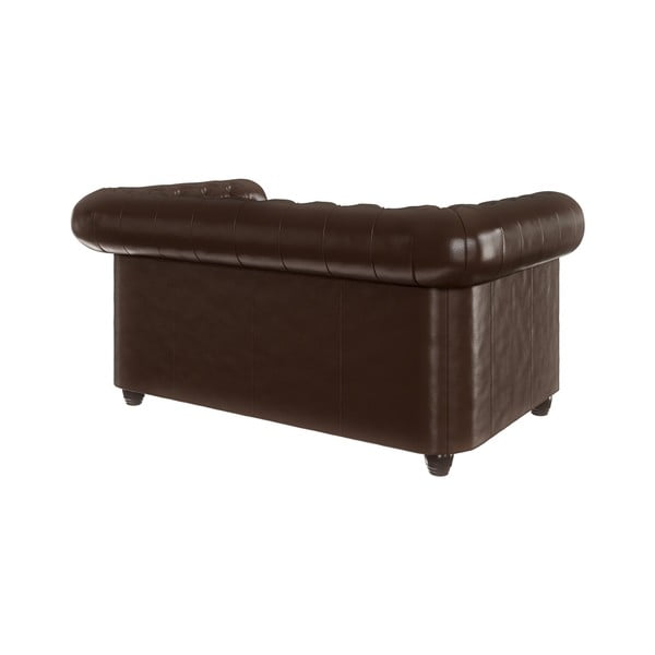 Sötétbarna bőrutánzat kinyitható kanapé 148 cm York – Ropez-image-2