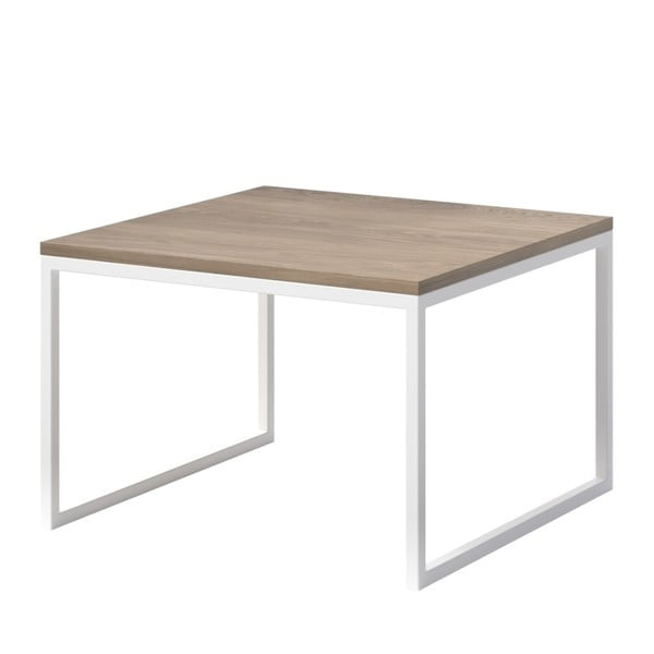 Eco dohányzóasztal tölgyfa asztallappal és fehér lábakkal, 60 x 60 cm - MESONICA