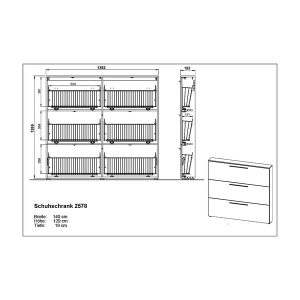 Szürkésbézs cipőtartó billenő fiókokkal Utah - Germania-image-4