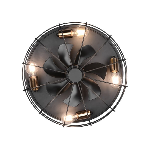 Matt fekete mennyezeti lámpa távirányítóval-ventilátorral Trondheim – Trio-image-4