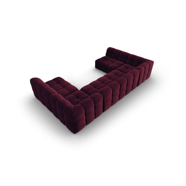 Borvörös bársony sarokkanapé ("U" alakú) Kendal – Micadoni Home-image-4