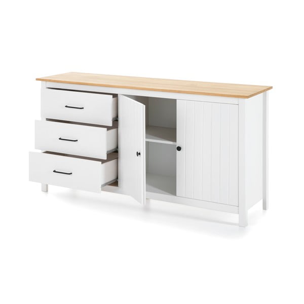 Fehér borovi fenyő alacsony komód 150x80 cm Miranda – Marckeric-image-4