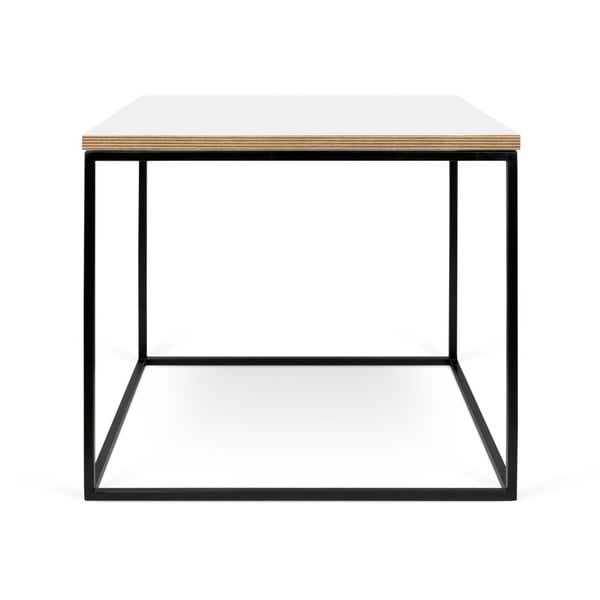 Gleam fehér dohányzóasztal fekete lábakkal, 50 x 50 cm - TemaHome