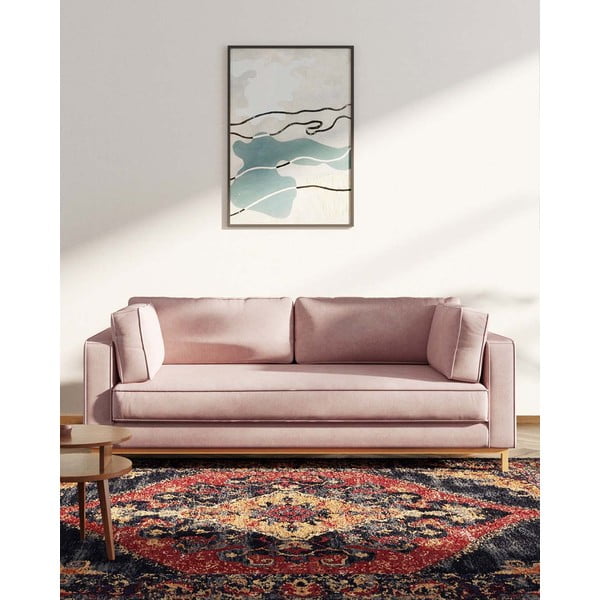 Világos rózsaszín bársony kanapé 222 cm Celerio – Ame Yens-image-3