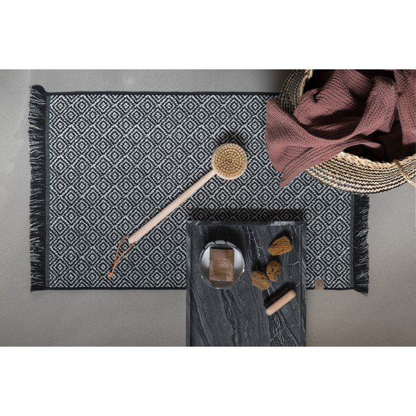 Fekete textil fürdőszobai kilépő 50x80 cm Morocco – Mette Ditmer Denmark-image-1