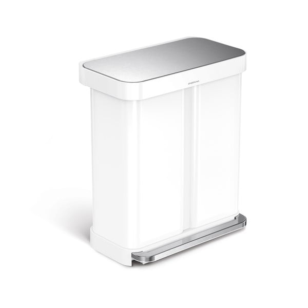 Fehér acél pedálos szemetes 58 l – simplehuman