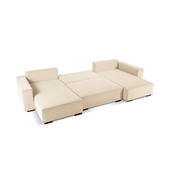 Azalea bézs kordbársony kinyitható U alakú kanapé - Mazzini Sofas-image-3