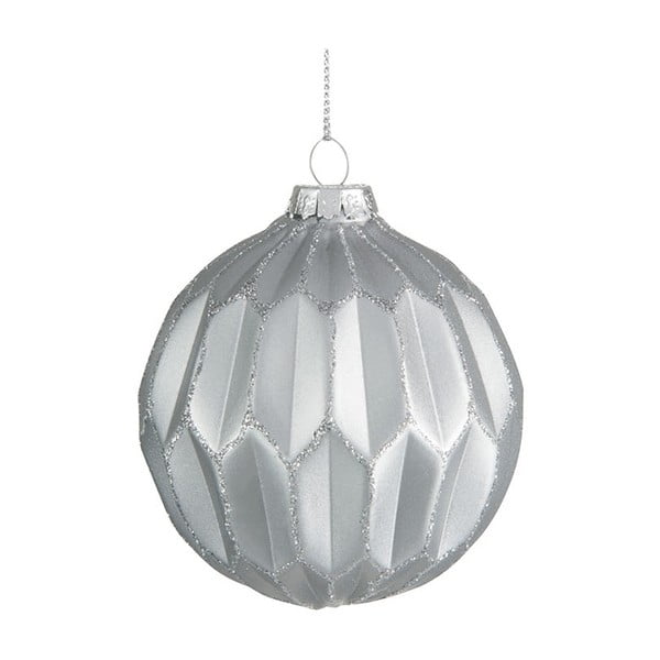 Glitter 6 db-os ezüstszínű üveg karáconyfadísz szett - J-Line