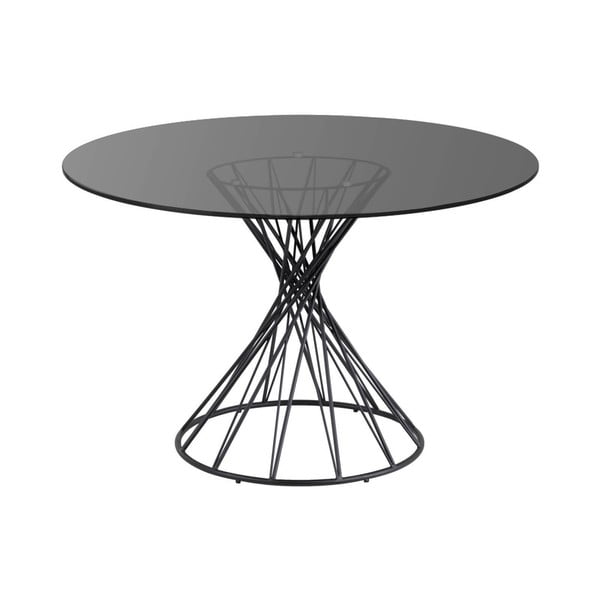 Fekete kerek étkezőasztal üveg asztallappal ø 120 cm Niut – Kave Home