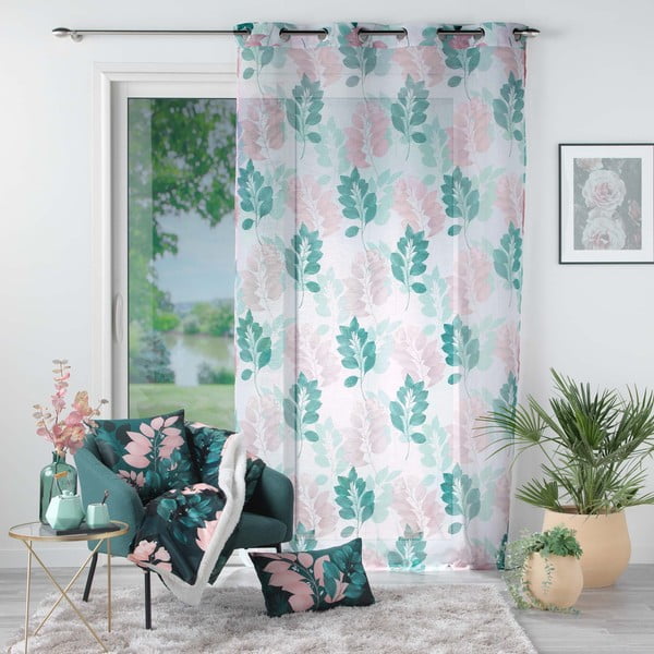 Fehér-zöld átlátszó függöny 140x280 cm Belline – douceur d'intérieur-image-2
