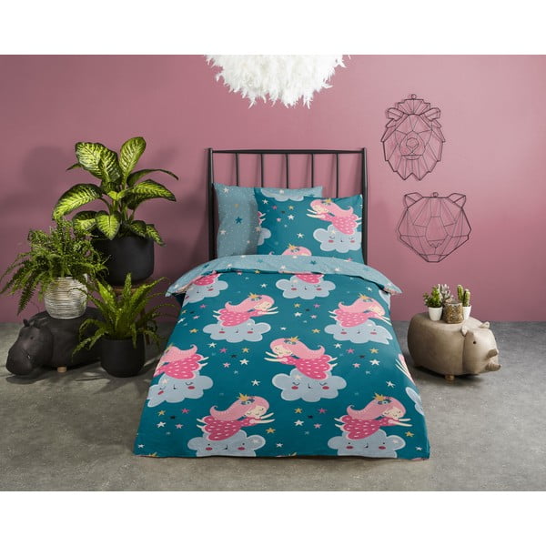 Petróleum színű pamut gyerek ágyneműhuzat babaágyhoz 120x150 cm Princesse – Good Morning-image-1