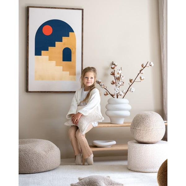 Krémszínű buklé gyerek puff – Wigiwama-image-1