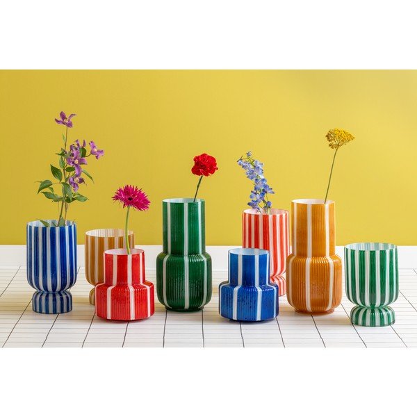 Kék üveg váza (magasság 26 cm) Rayado Retro – PT LIVING-image-2