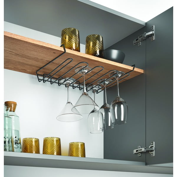 Wine Glass fekete függő borospohár tartó - Metaltex-image-1