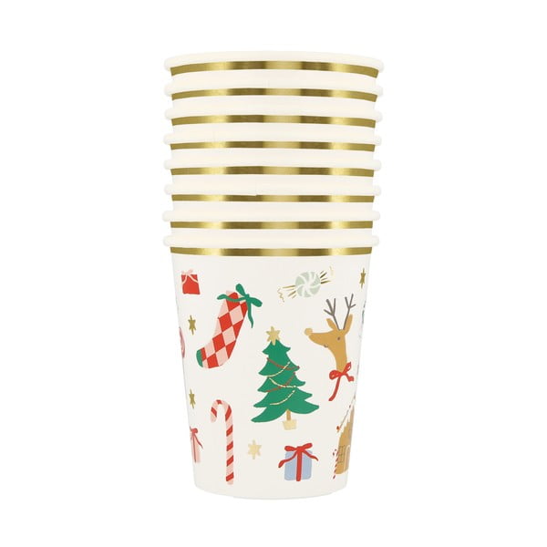 Egyszer használatos papírpohár készlet 8 db-os Jolly Christmas – Meri Meri-image-2