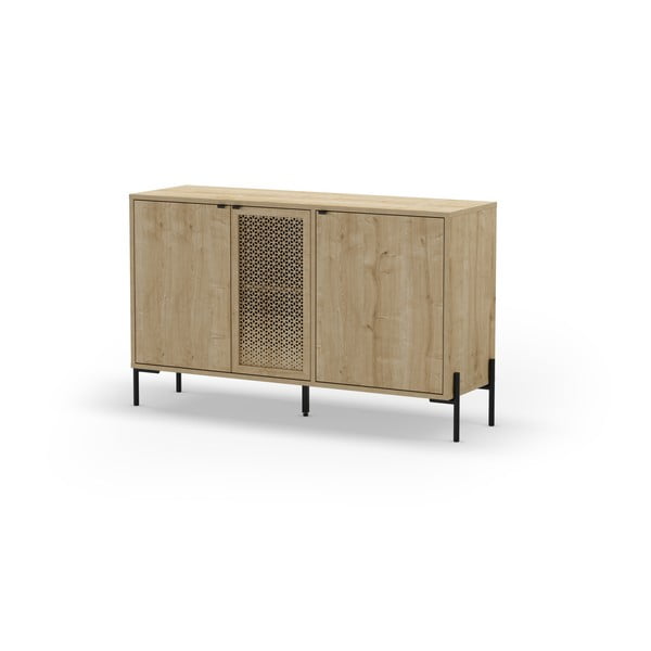 Natúr színű alacsony komód tölgyfa dekorral 120x80 cm Inca – Marckeric-image-4