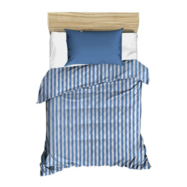Alex kék-fehér csíkos steppelt ágytakaró, 160 x 230 cm