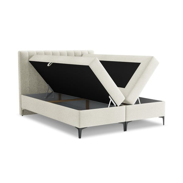 Bézs ágyneműtartós boxspring ágy 180x200 cm Puhala – Makamii-image-1