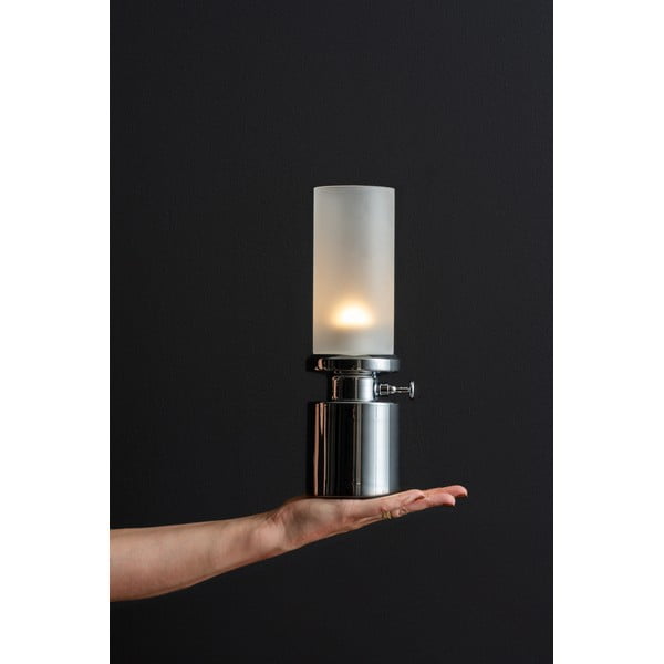 Ezüstszínű LED dimmelhető asztali lámpa fém-üveg búrával (magasság 29,5 cm) Camp – Leitmotiv-image-1