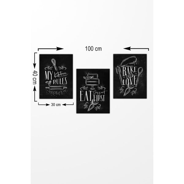 Falitábla 3 db-os 30x40 cm – Wallity-image-1