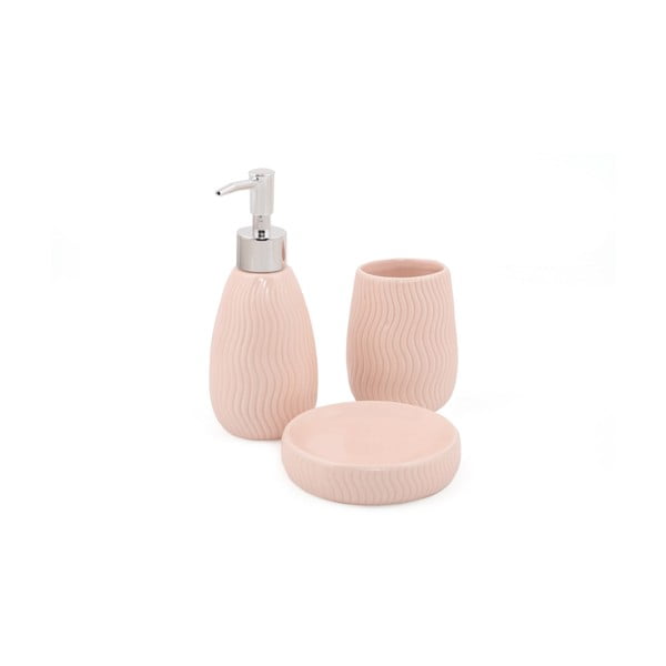 Rózsaszín kerámia fürdőszobai kiegészítő szett Merlin – Mioli Decor
