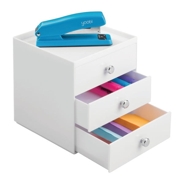 3 fiókos fehér tároló, magasság 18 cm - iDesign-image-1